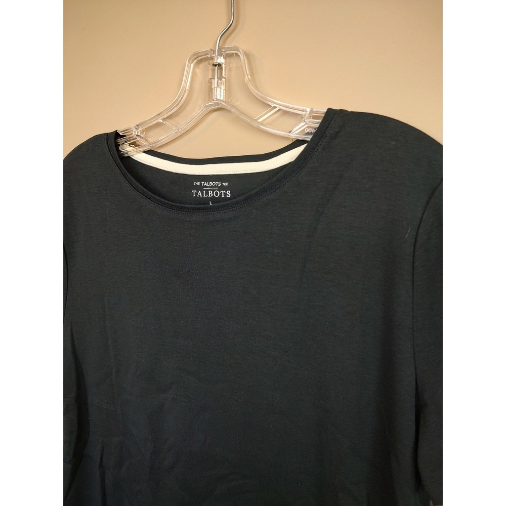 Talbots Womens Black Pima Cotton Short Tee Shirt Size L NWT - Picture 8 of 9